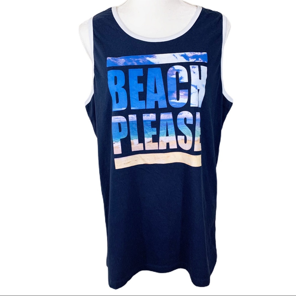 Hybrid Blue "Beach Please" Men's Graphic Tank- XL - Picture 1 of 7